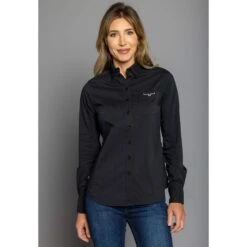 Kimes Ranch Women's Black KR Team Button Down Shirt - Long