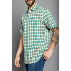 Kimes Ranch Men's Go Round Teal Plaid Dress Shirt