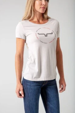 Kimes Ranch Womens Circular Repeat Silk Grey Cotton Blend S/S T-Shirt