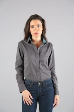 Kimes Ranch Womens Linville Pewter Cotton Blend L/S Shirt
