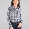 Kimes Ranch Womens San Mateo Flannel Blue Cotton Blend L/S Shirt