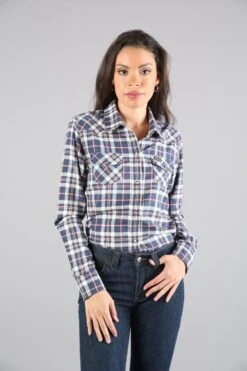 Kimes Ranch Womens San Mateo Flannel Blue Cotton Blend L/S Shirt