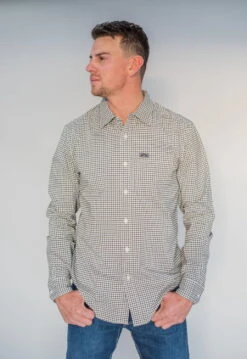 Kimes Ranch Mens Welton Dress Army Cotton Blend L/S Shirt
