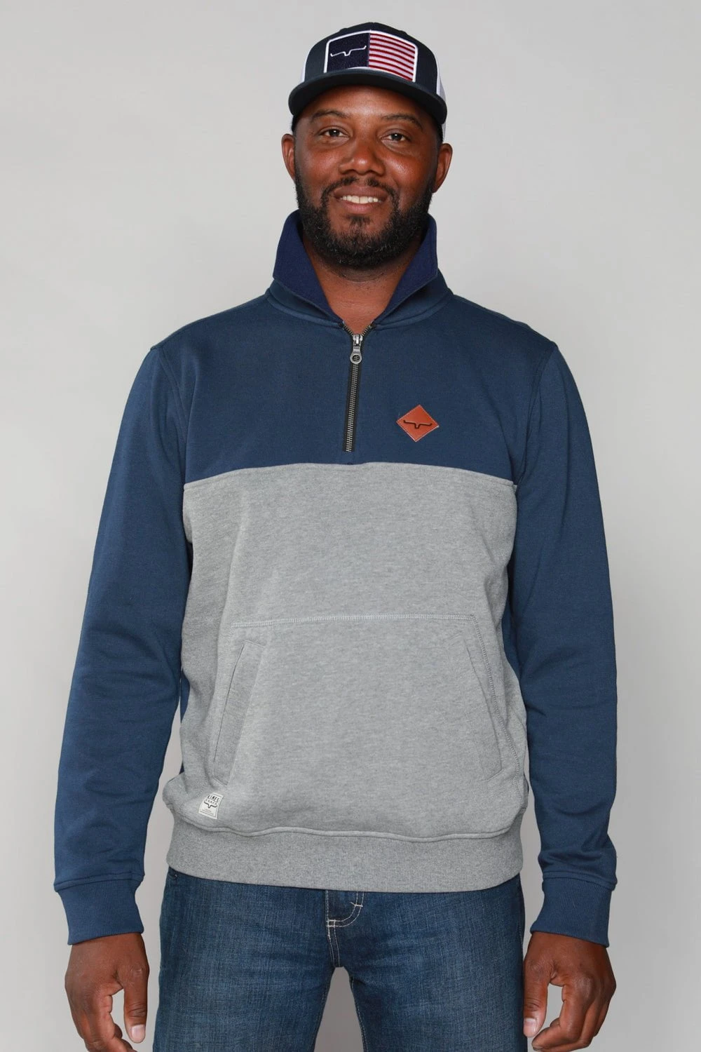 Kimes Ranch Mens Diamond Head QZ Navy/Grey Cotton Blend L/S Hoodie - Image 4