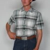 Kimes Ranch Mens Grande Plaid Green Cotton Blend S/S Western Shirt