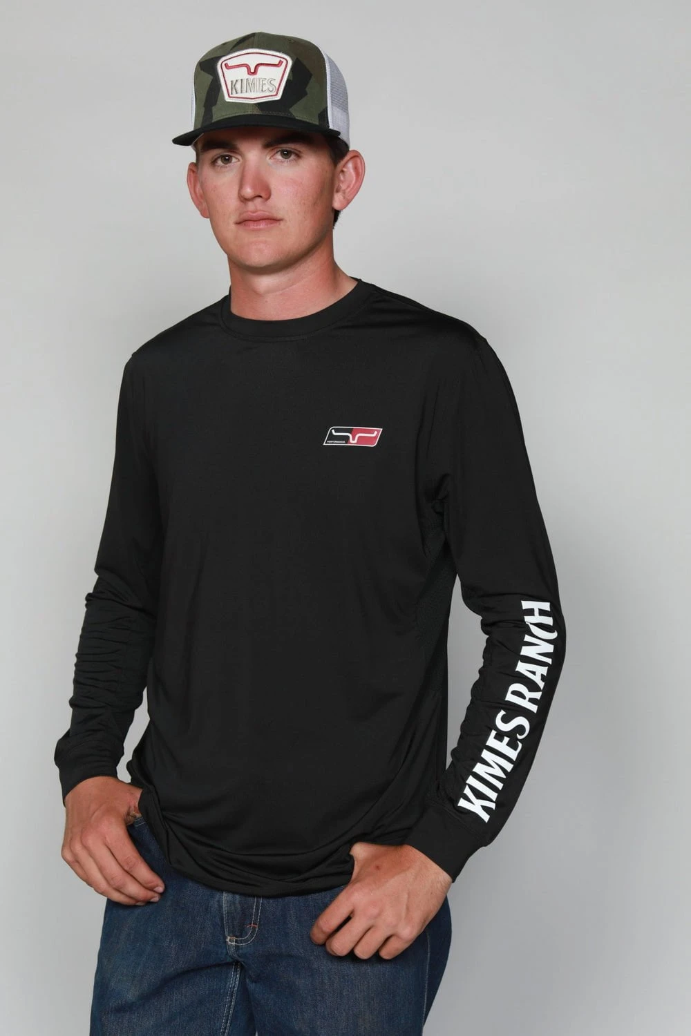 Kimes Ranch Mens K1 Tech Tee Black Polyester Blend L/S T-Shirt - Image 2