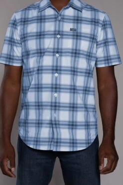 Kimes Ranch Mens Matador Plaid Blue Cotton Blend S/S Western Shirt