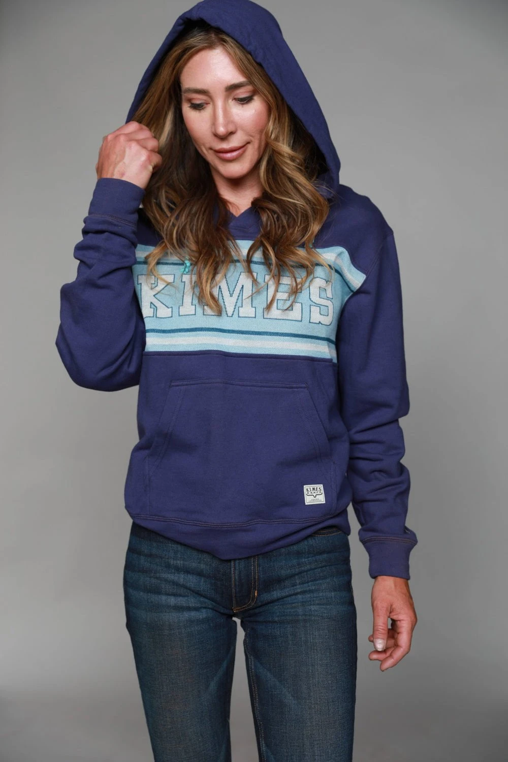 Kimes Ranch Womens North Star Hoodie Marine Blue Cotton Blend L/S - Image 3