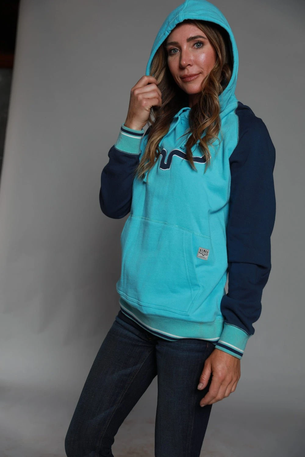 Kimes Ranch Womens Summer Love Fleece Blue Cotton Blend L/S Hoodie - Image 3