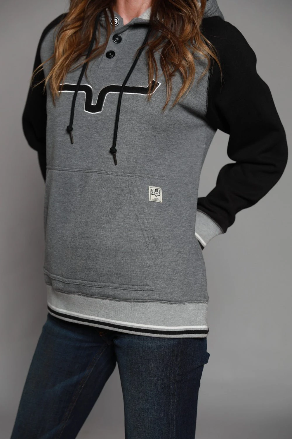 Kimes Ranch Womens Summer Love Fleece Grey Cotton Blend L/S Hoodie - Image 2