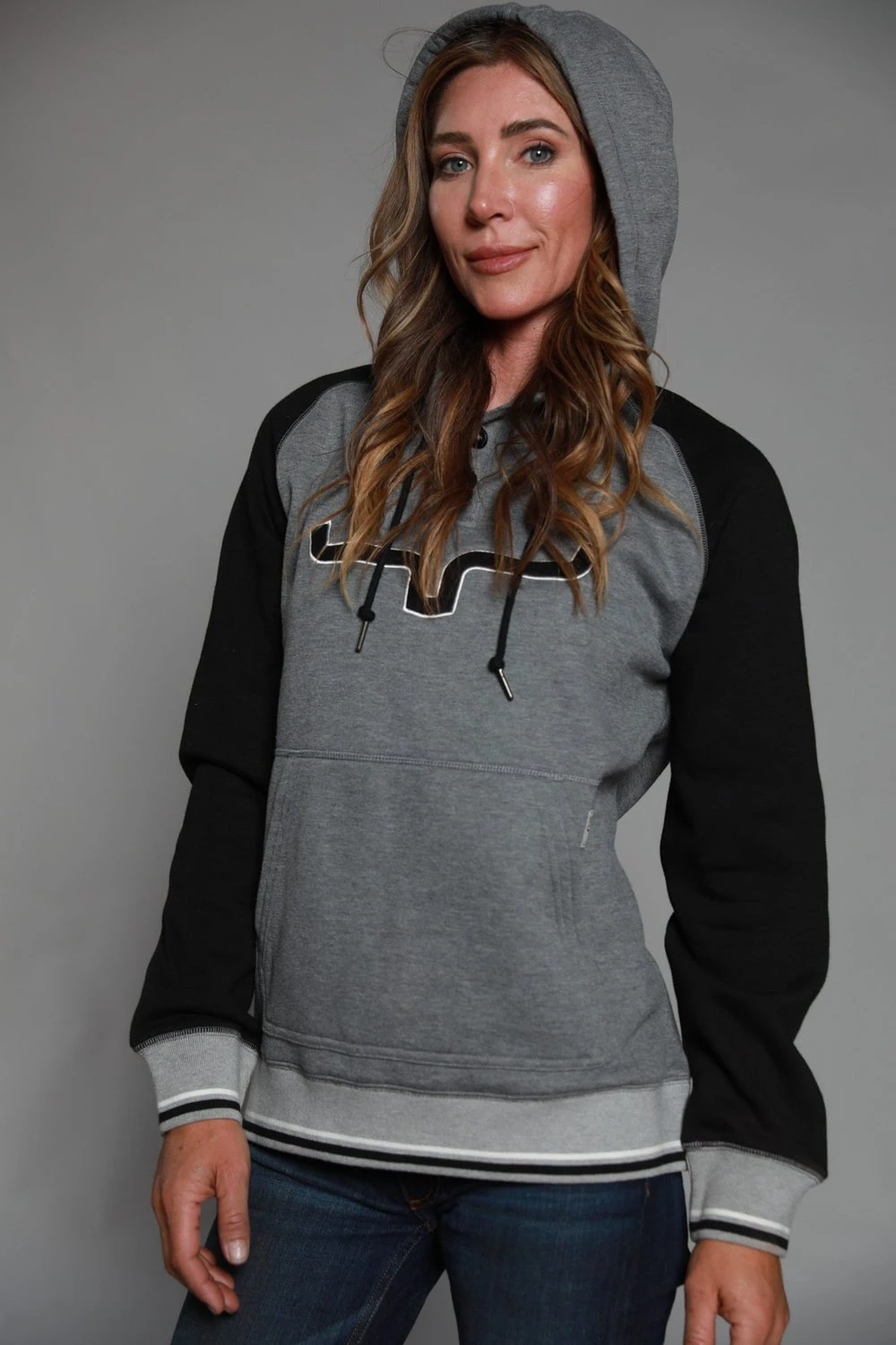Kimes Ranch Womens Summer Love Fleece Grey Cotton Blend L/S Hoodie - Image 3
